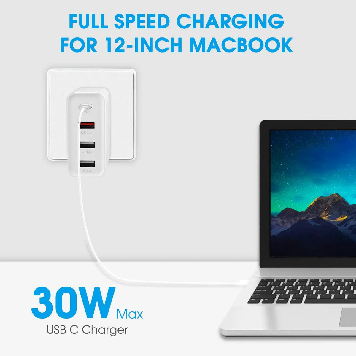 USB C Charger,  48W 4 Ports Fast Charging PD Wall Chargers with Quick Charge 3.0, Multi Port USB-C Travel Adapter for phones