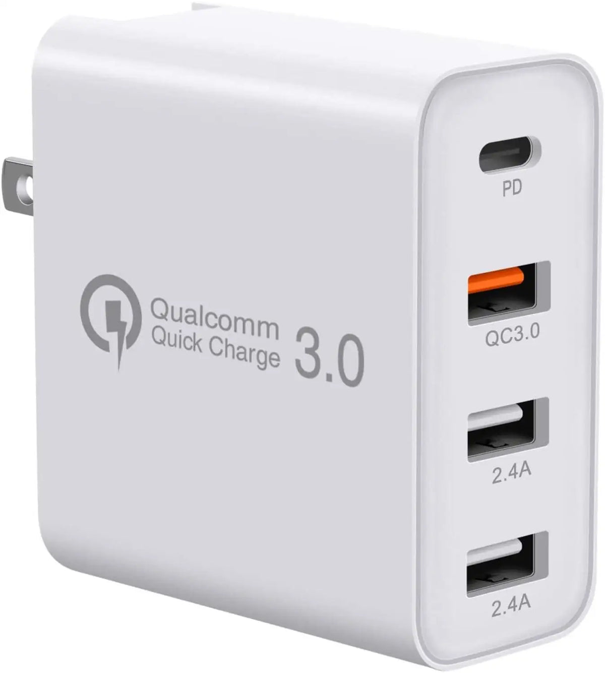 USB C Charger,  48W 4 Ports Fast Charging PD Wall Chargers with Quick Charge 3.0, Multi Port USB-C Travel Adapter for phones