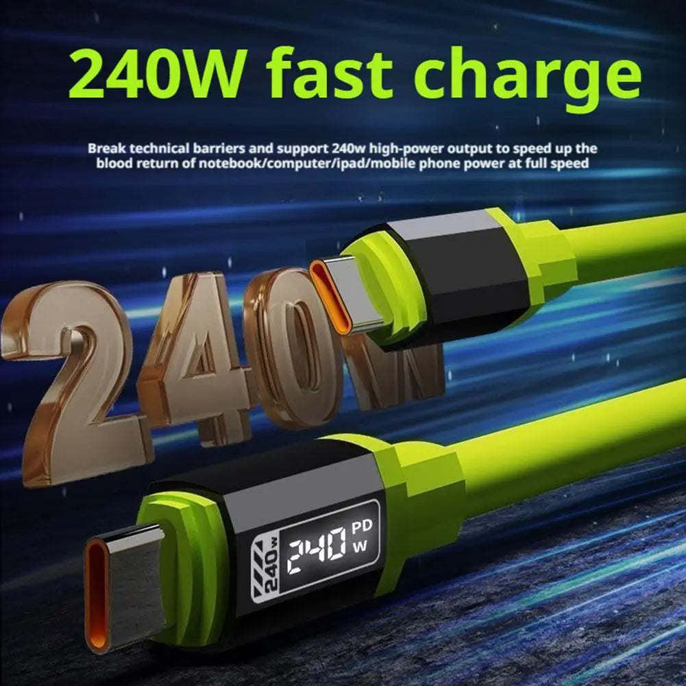 2M Mobile Phone Fast Charging Cable 240W Thick Liquid Silicone Smart Flash Charging USB Type-C Data Cable