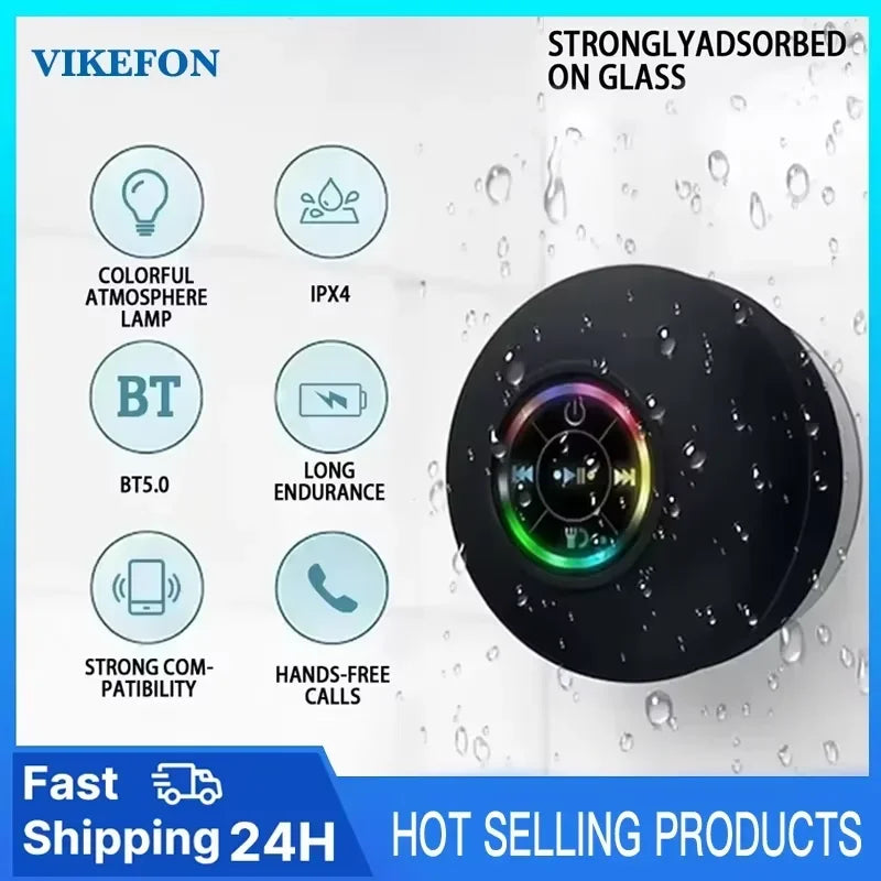 Loudspeaker Bluetooth Speaker Mini Shower Subwoofer Waterproof Handsfree With Suction Cup Mic For Bathroom Pool Beach Car Phone