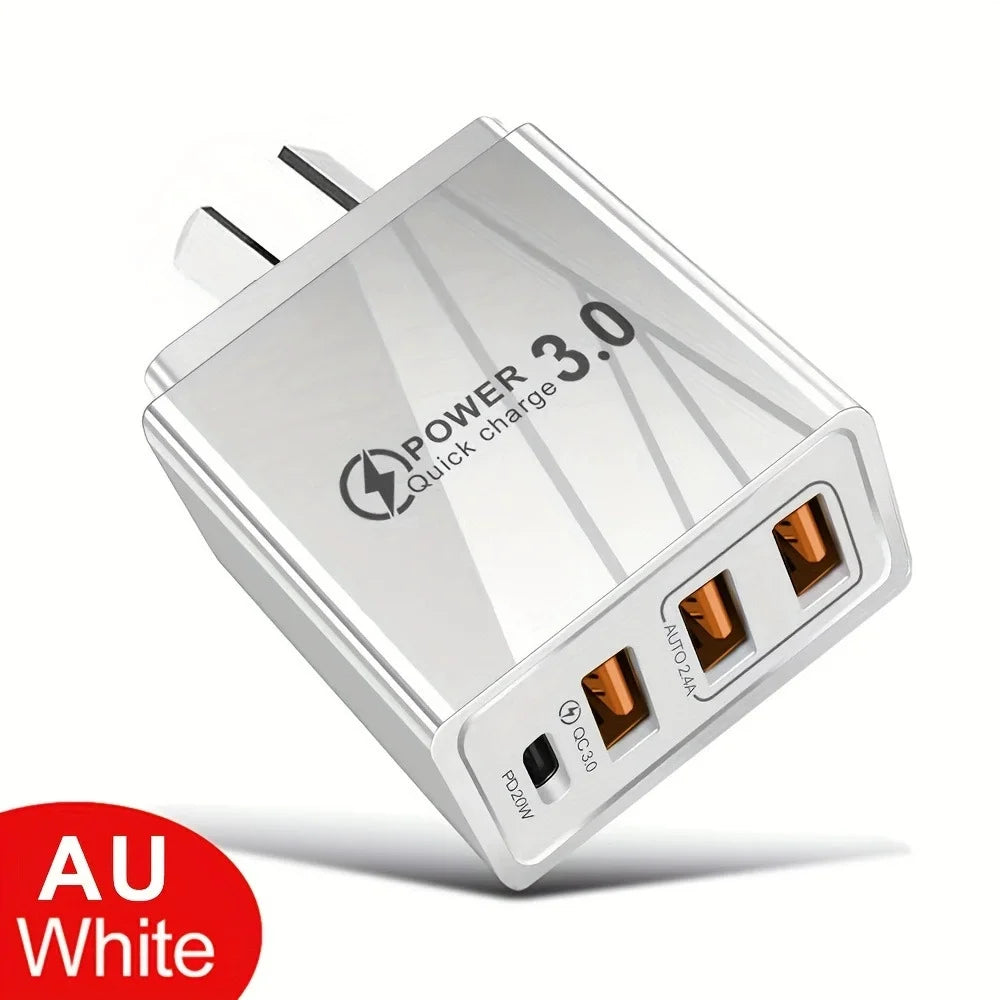 USB Charger QC 3.0 Type C PD Fast Charge For Suitable for all phones Mobile Phone EU/US Plug Wall Charger