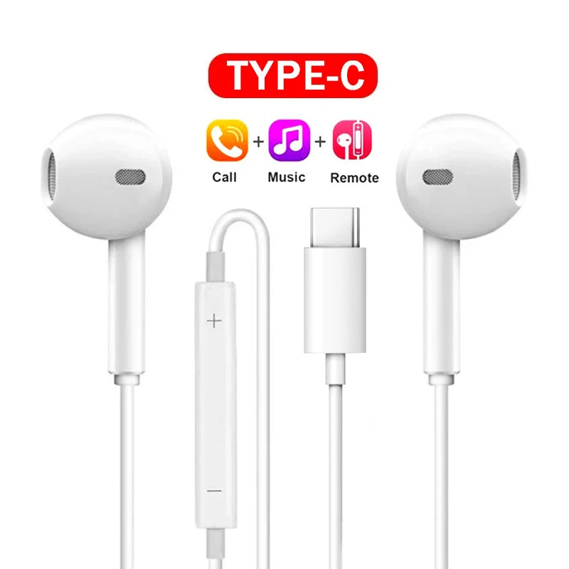 Wired Original Headphones 3.5mm in Type-C In-Ear Earphone Noise Cancellation HiFi Stereo Sports Gaming Music Headphones
