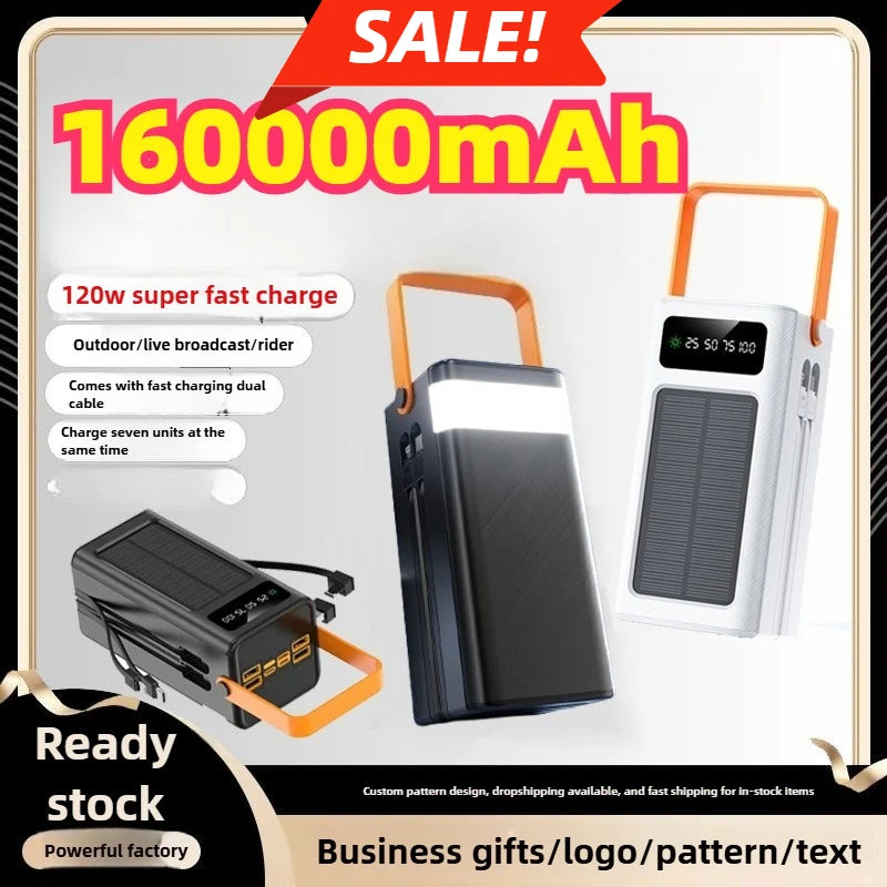 Portable Power Bank 120W 80000mAH Super Fast Charger Large Capacity External Battery Supports Simultaneous Charging of 7 Devices