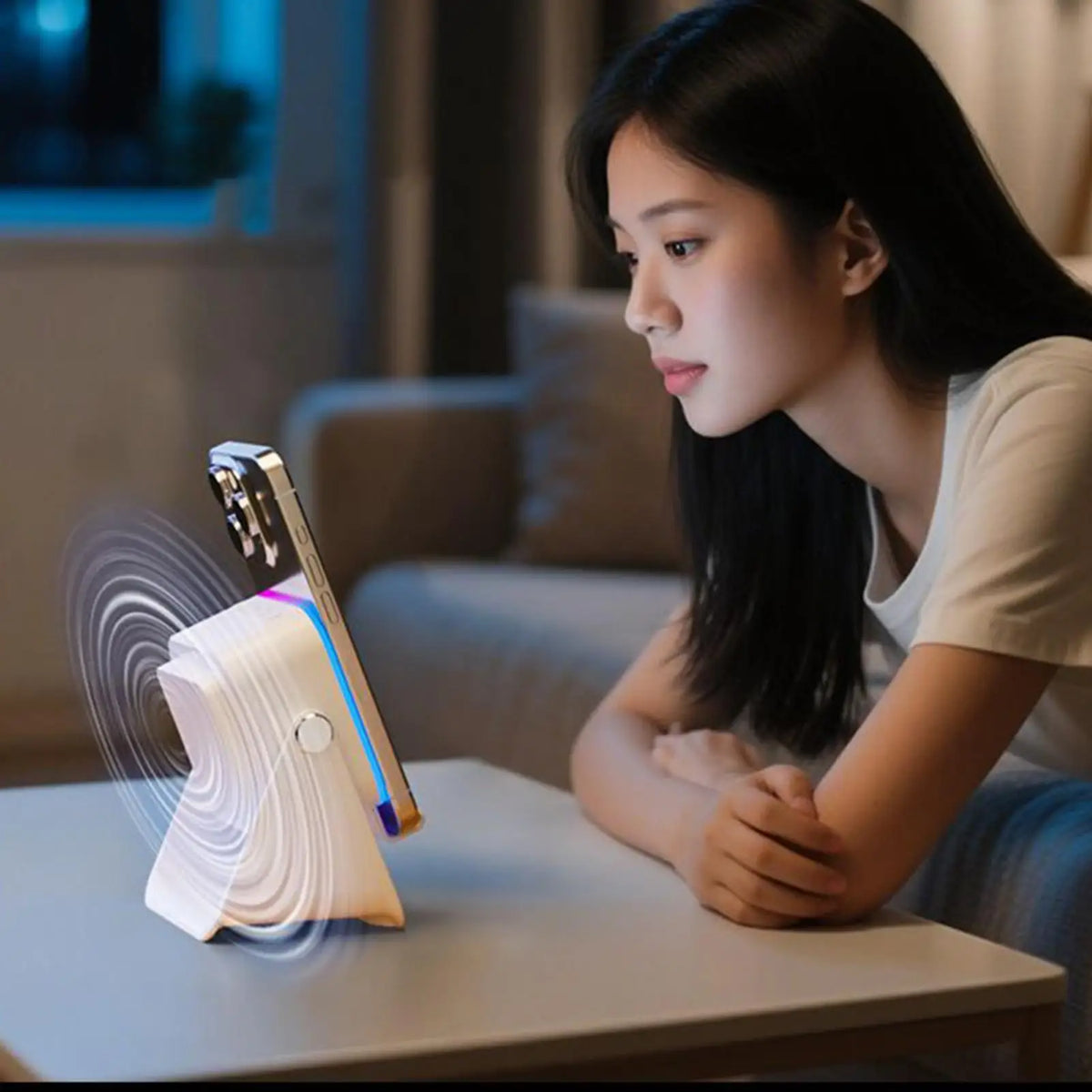 Phone Stand with Speaker with Light Foldable Station Phone Speaker Stand 10W for Home Office Travel Christmas Birthday Men Women