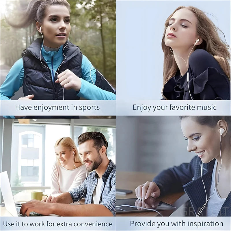 Wired Original Headphones 3.5mm in Type-C In-Ear Earphone Noise Cancellation HiFi Stereo Sports Gaming Music Headphones