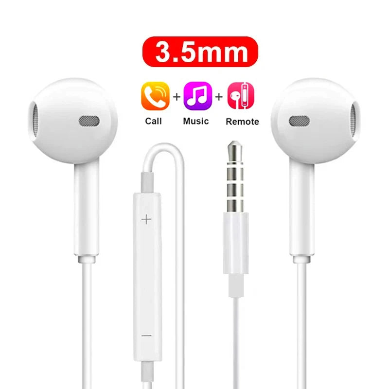 Wired Original Headphones 3.5mm in Type-C In-Ear Earphone Noise Cancellation HiFi Stereo Sports Gaming Music Headphones