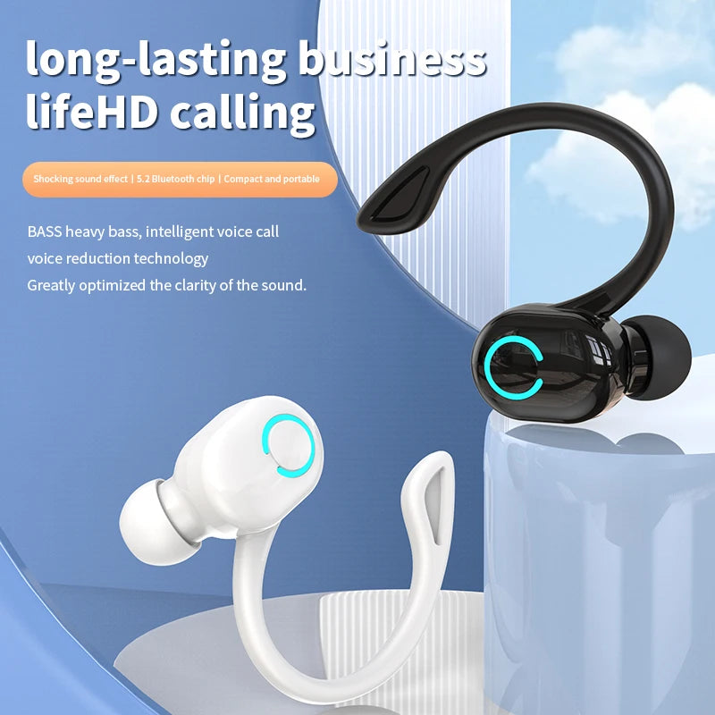 Wireless Bluetooth Earphones HIFI Bass With HD MIC Ear-Hook Earbuds Noise Cancelling Life Waterproof Game Sports Music Headsets