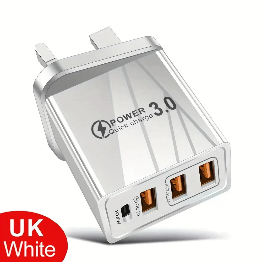 USB Charger QC 3.0 Type C PD Fast Charge For Suitable for all phones Mobile Phone EU/US Plug Wall Charger