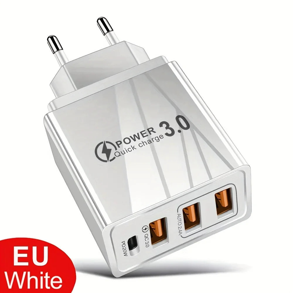 USB Charger QC 3.0 Type C PD Fast Charge For Suitable for all phones Mobile Phone EU/US Plug Wall Charger