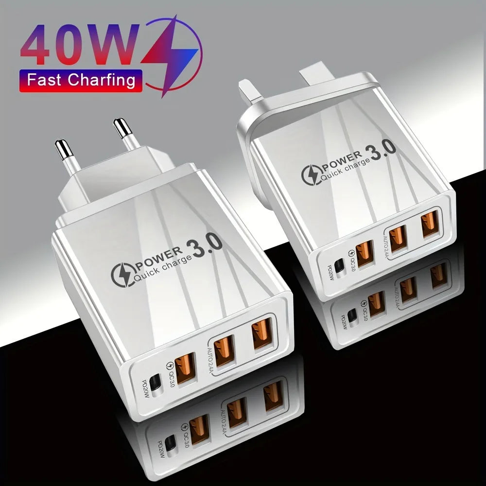 USB Charger QC 3.0 Type C PD Fast Charge For Suitable for all phones Mobile Phone EU/US Plug Wall Charger