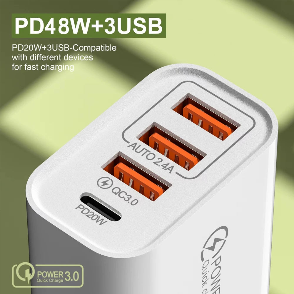 USB Charger QC 3.0 Type C PD Fast Charge For Suitable for all phones Mobile Phone EU/US Plug Wall Charger