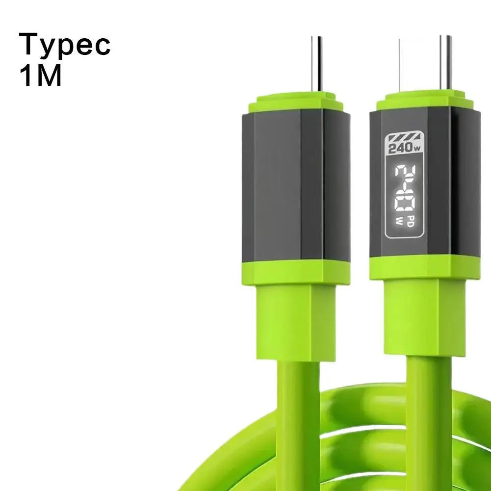 2M Mobile Phone Fast Charging Cable 240W Thick Liquid Silicone Smart Flash Charging USB Type-C Data Cable