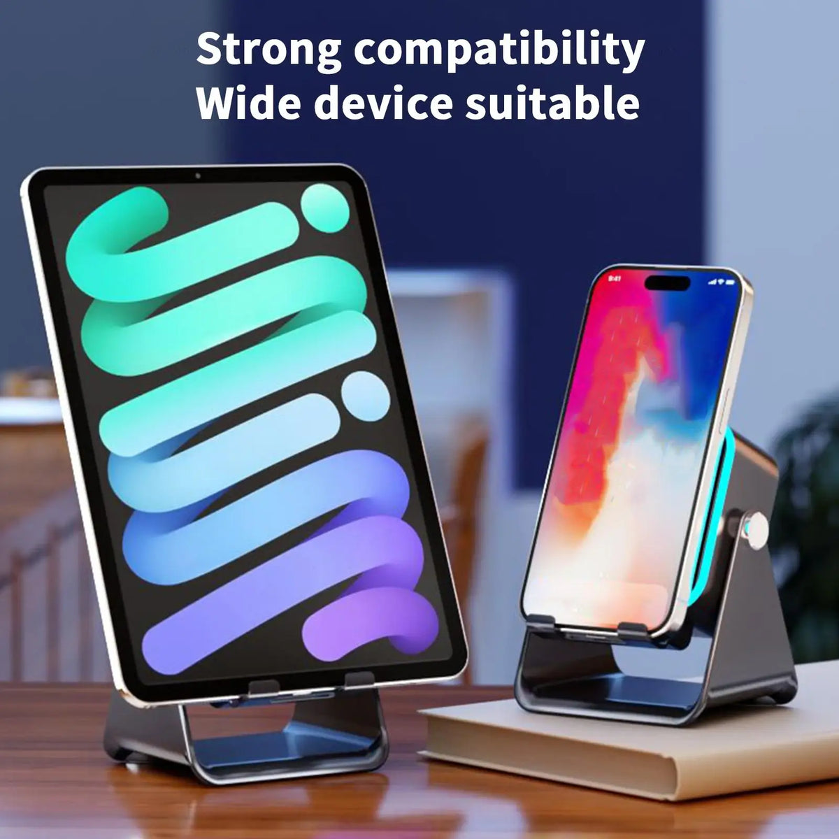 Phone Stand with Speaker with Light Foldable Station Phone Speaker Stand 10W for Home Office Travel Christmas Birthday Men Women