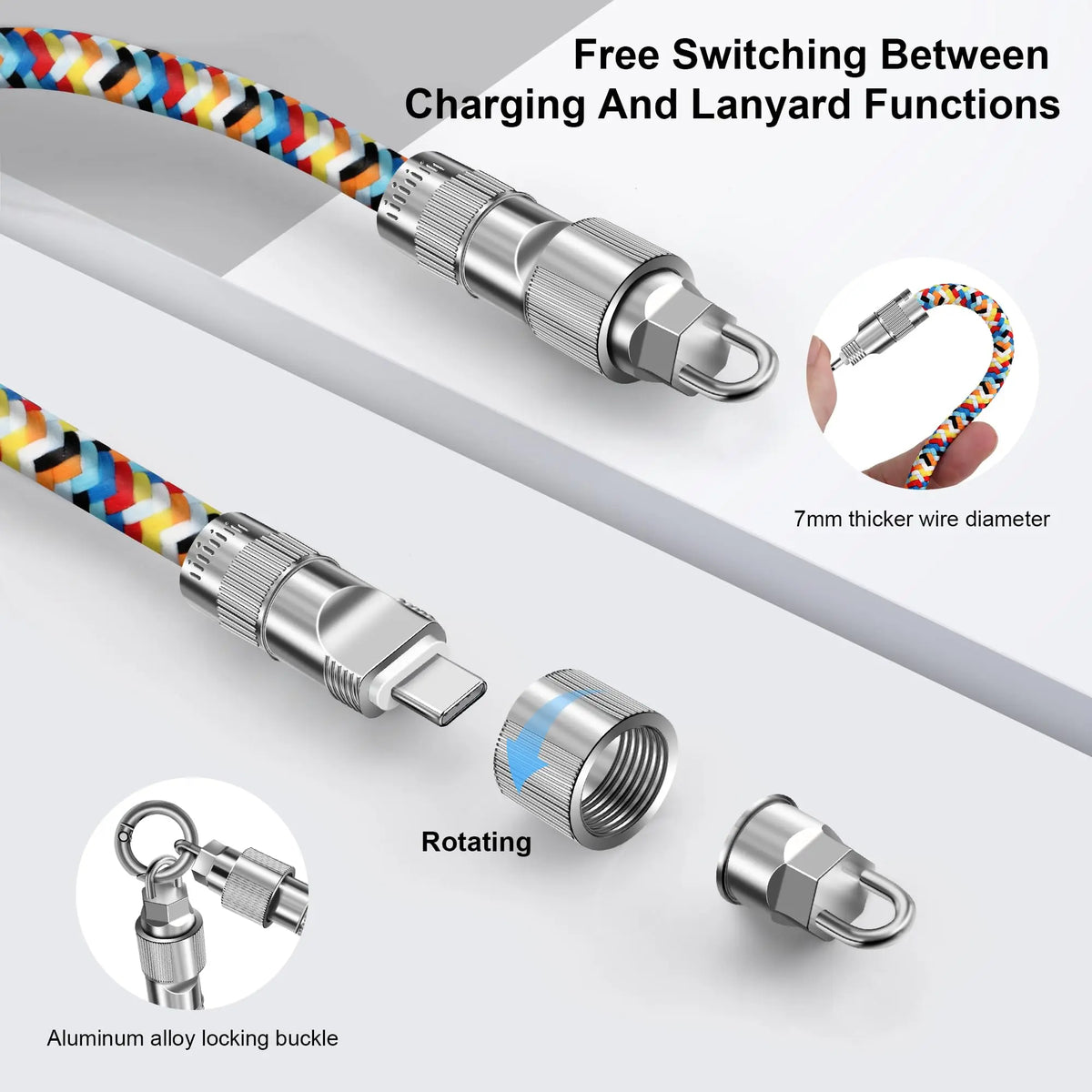 Portable Mobile Phone Charging Cable Mobile Phone Lanyard 2-in-1 Lanyard Dual Purpose Crossbody Strap Charge Cable iPhone  TypeC