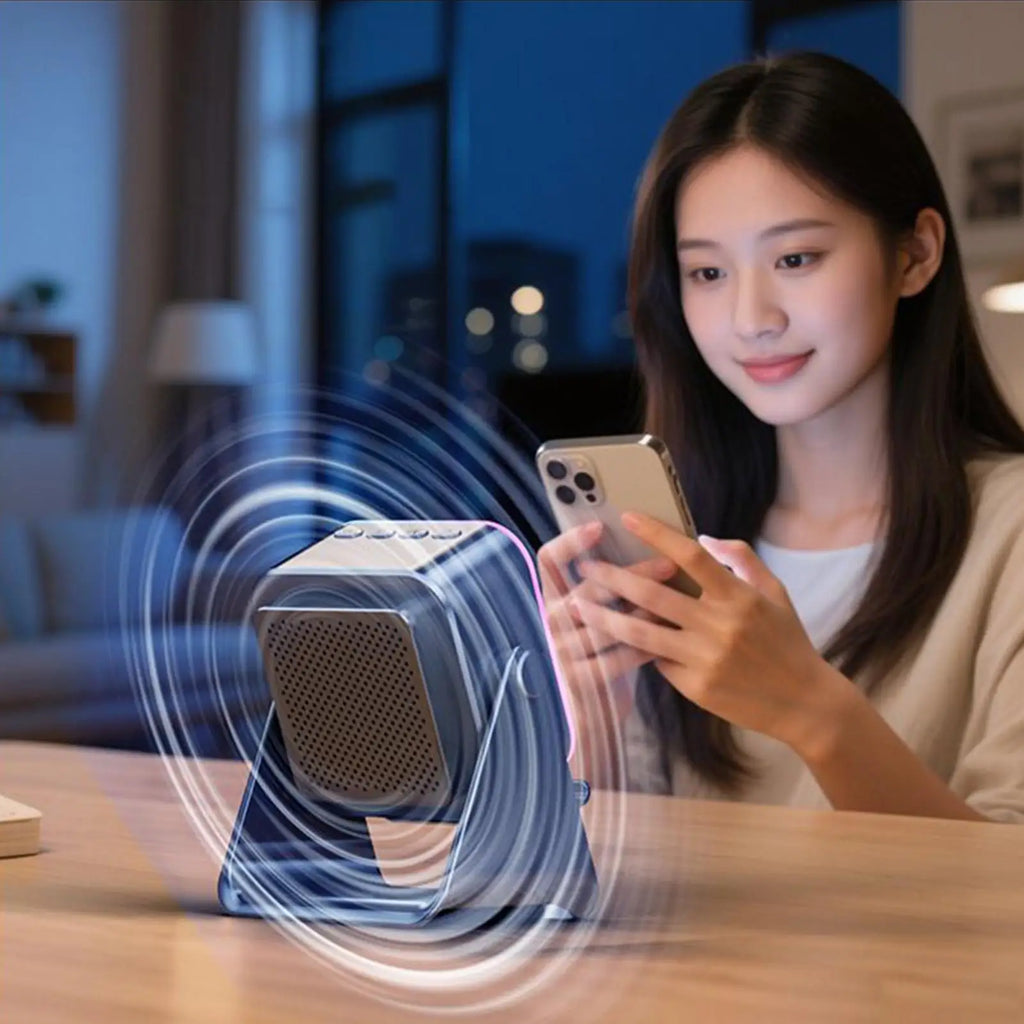 Phone Stand with Speaker with Light Foldable Station Phone Speaker Stand 10W for Home Office Travel Christmas Birthday Men Women