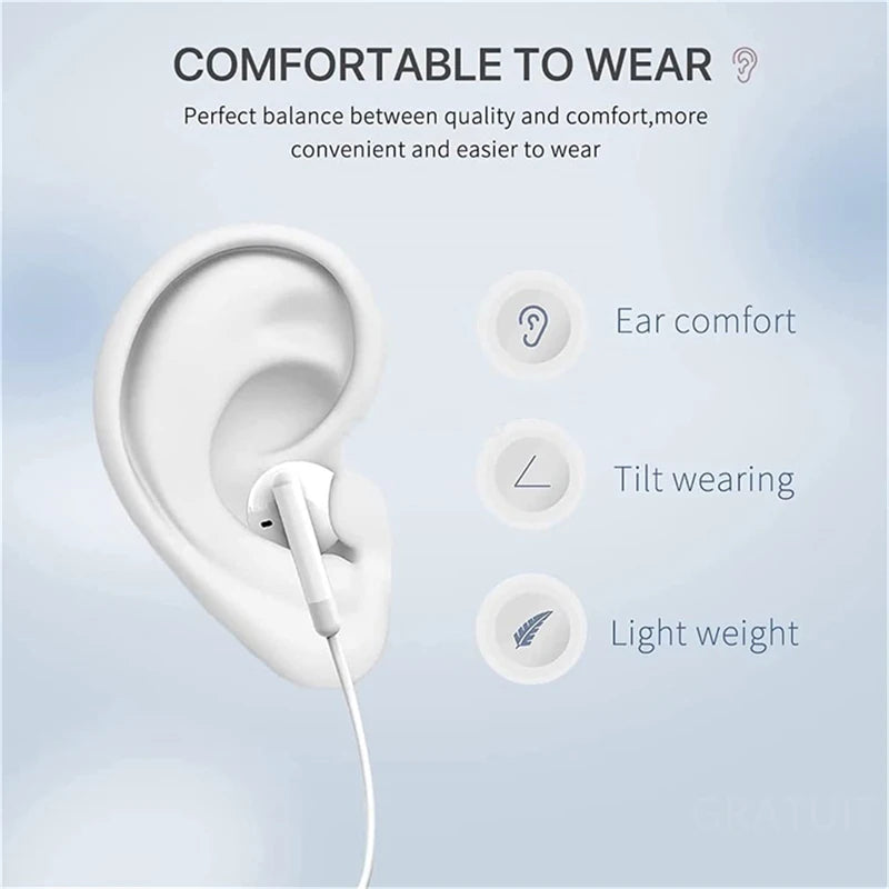 Wired Original Headphones 3.5mm in Type-C In-Ear Earphone Noise Cancellation HiFi Stereo Sports Gaming Music Headphones