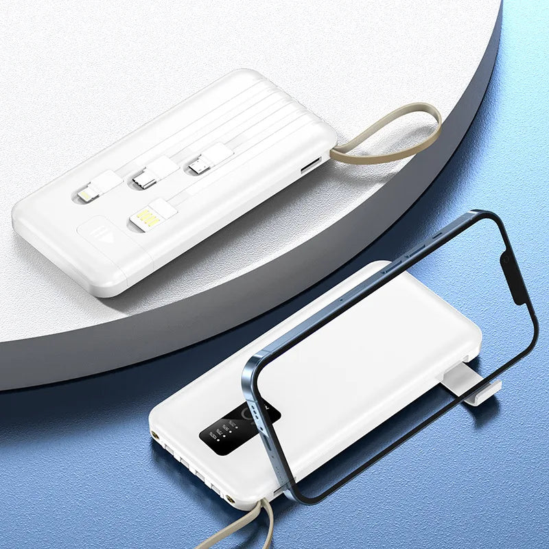 Power Bank 20000mAh Built in Cable Portable Charger Mobile Phone External Battery Fast Charge Powerbank For iPhone 14 Xiaomi Mi